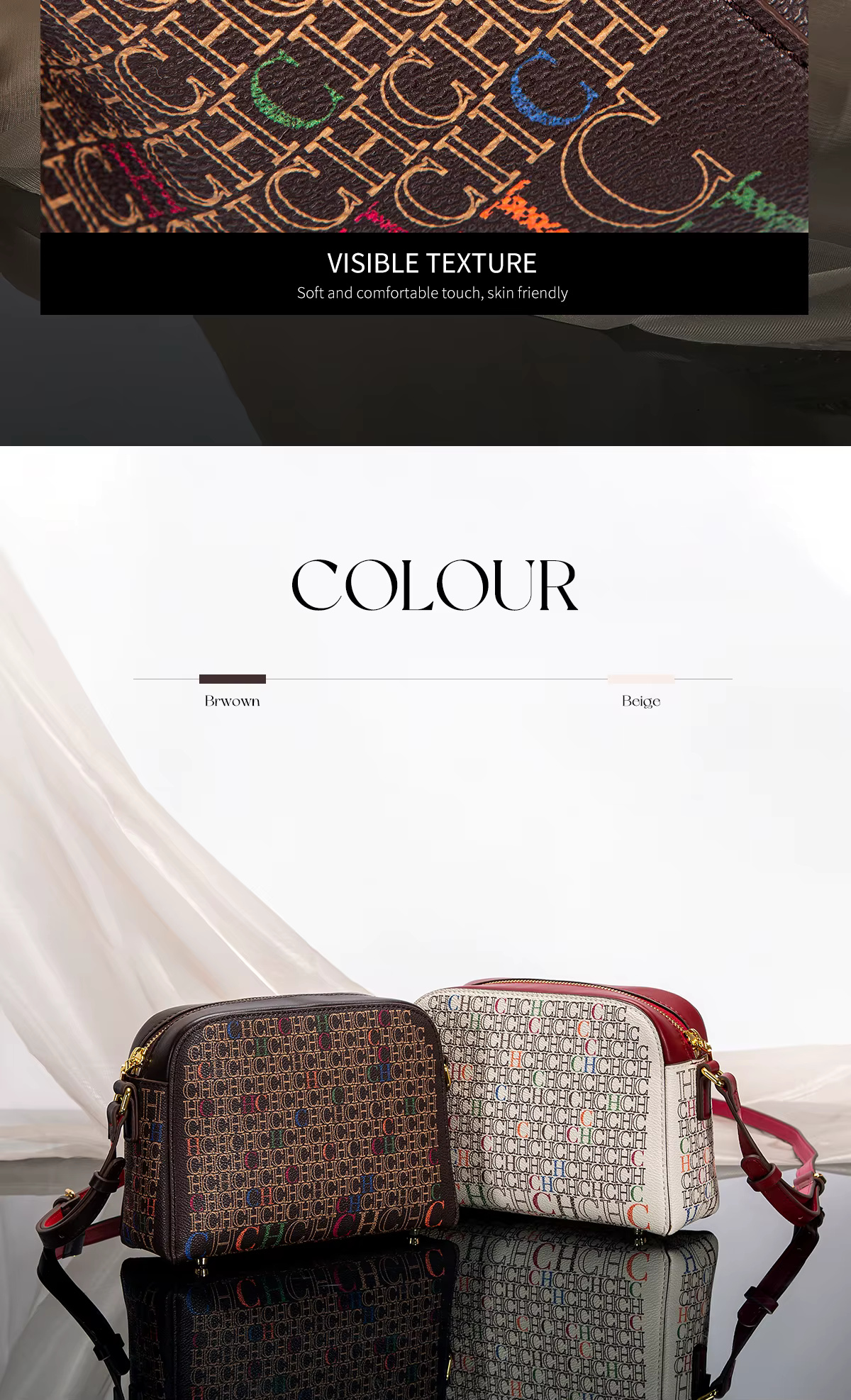 Floral Letters Printed Lock Design High Quality PU Material Designer Shoulder Bag - Image 5